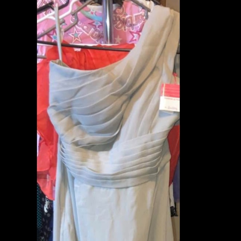 Elegant One-Shoulder Dress NWT- Gray Dress size 12